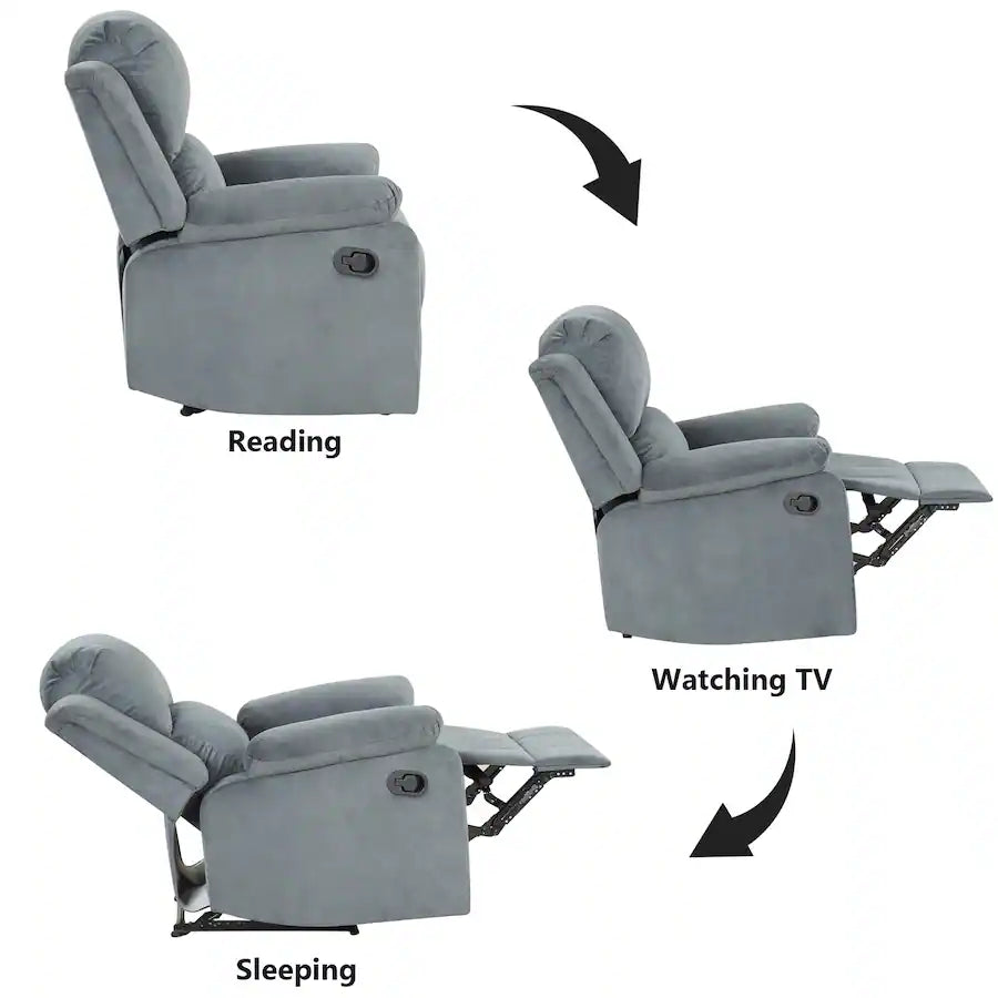 Velvet Manual Recliner Chair with Massage for Living Room