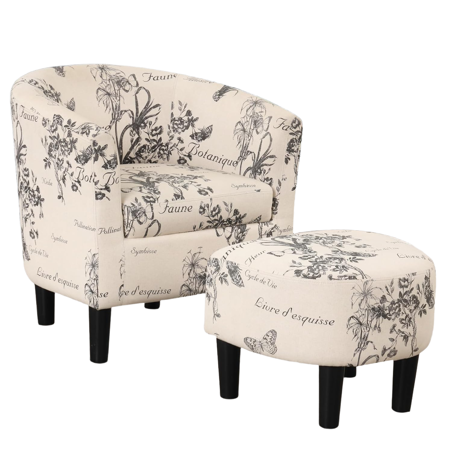 Modern Accent Chair with Ottoman for Living Room