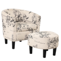 Modern Accent Chair with Ottoman - White Floral