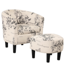 Modern Accent Chair with Ottoman - White Floral