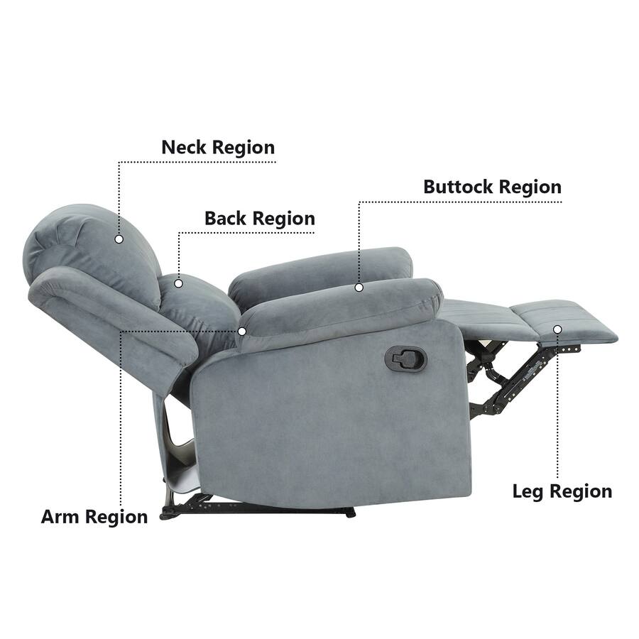 Velvet Manual Recliner Chair with Massage for Living Room