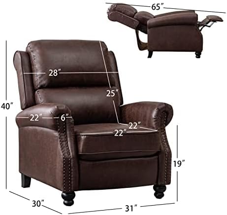 Pushback Recliner Armchair with Rivet for Living Room