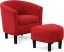 Modern Accent Chair with Ottoman - Red