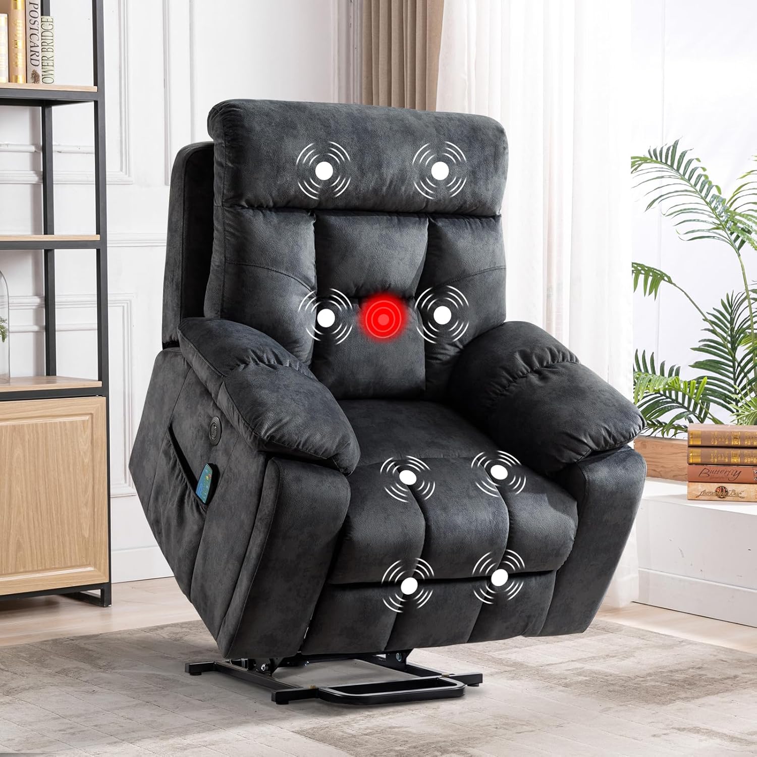 Power Lift Recliner Chair with Massage and Heat for Living Room