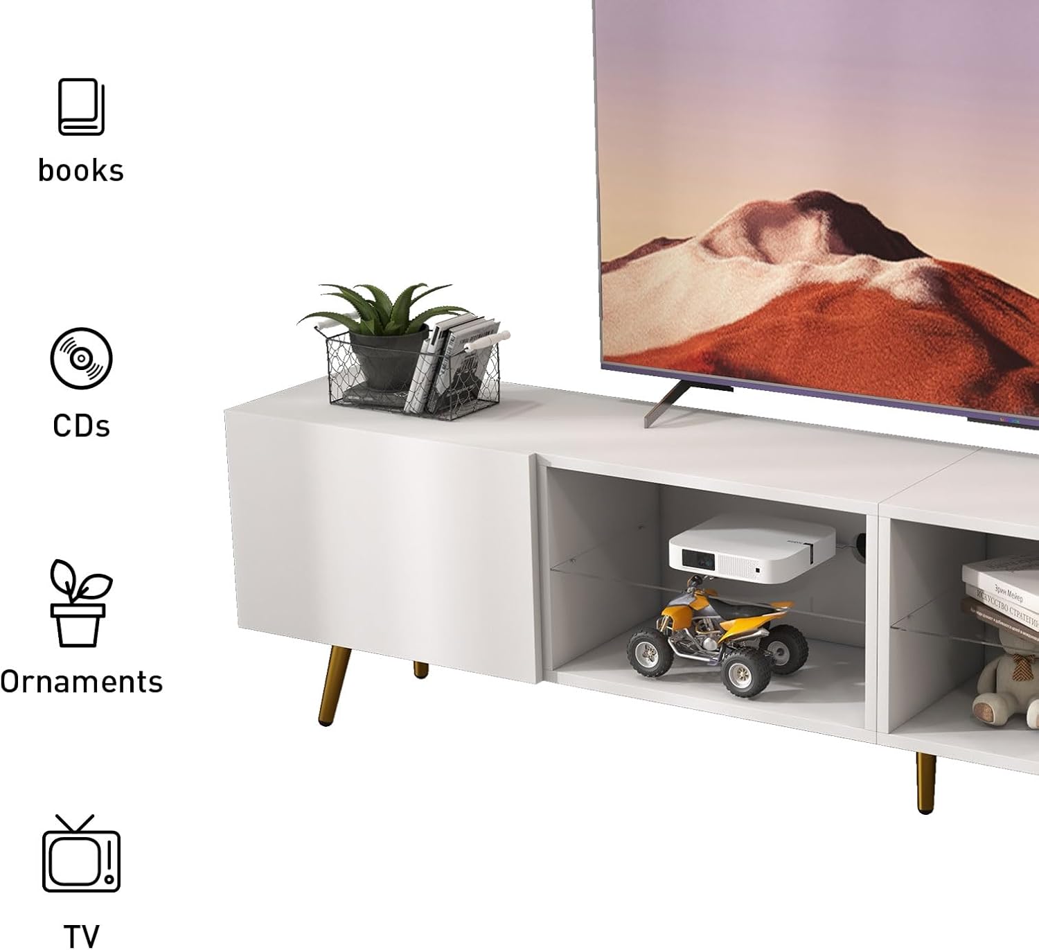 Modern LED TV Stand with Storage for Living Room