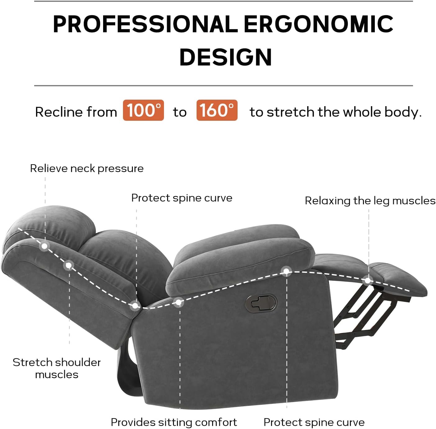 Manual Rocker Recliner Chair for Living Room