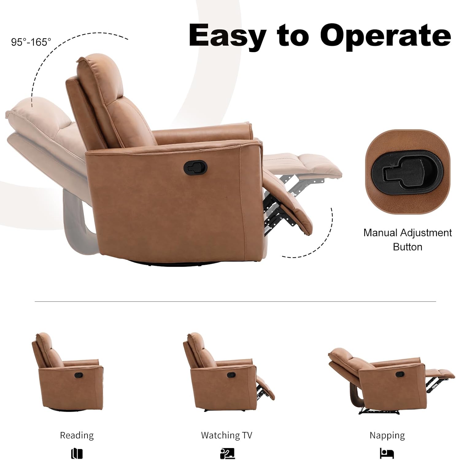 Swivel Rocker Manual Recliner Chair for Living Room