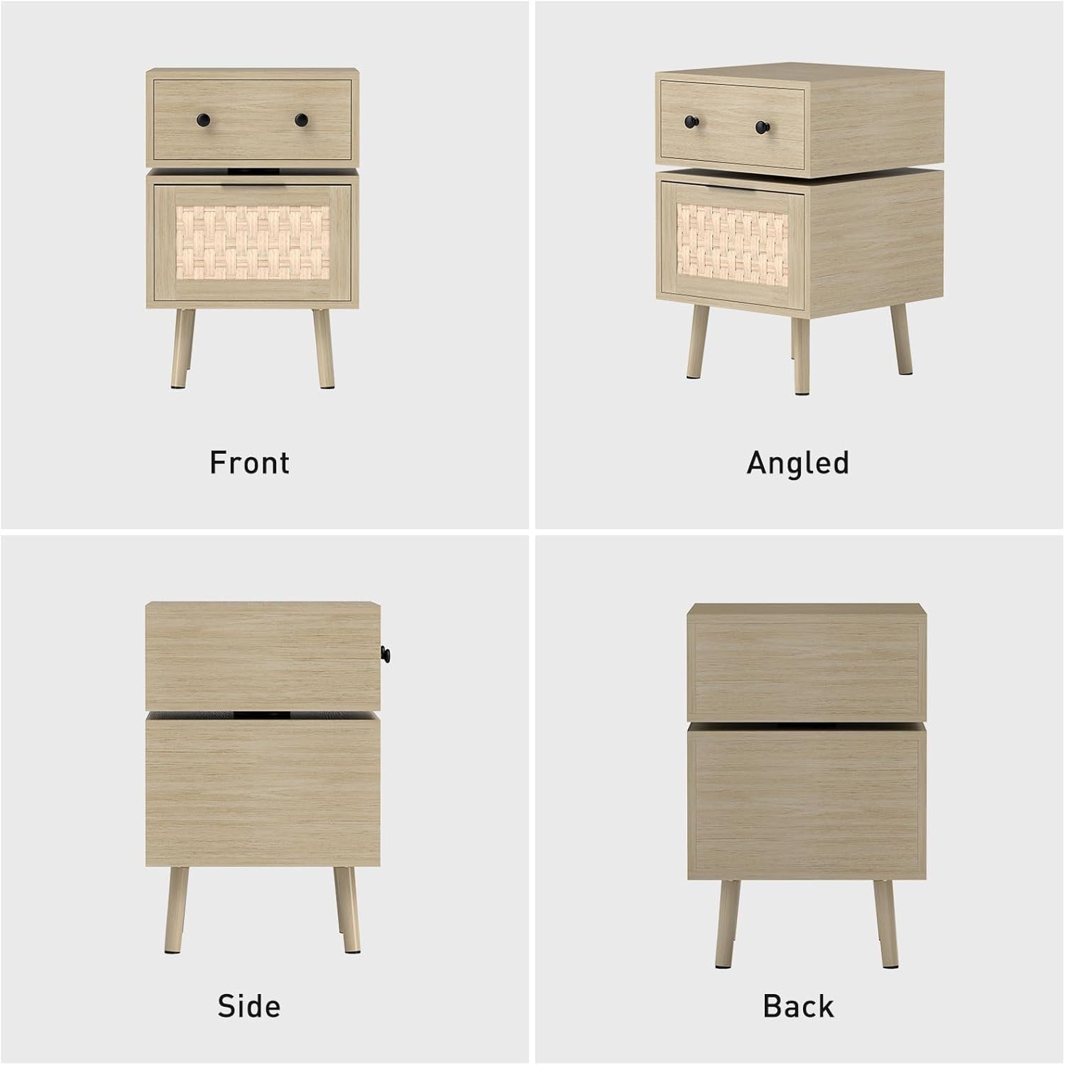 Rotating Nightstand with Storage Cabinet for Bedroom