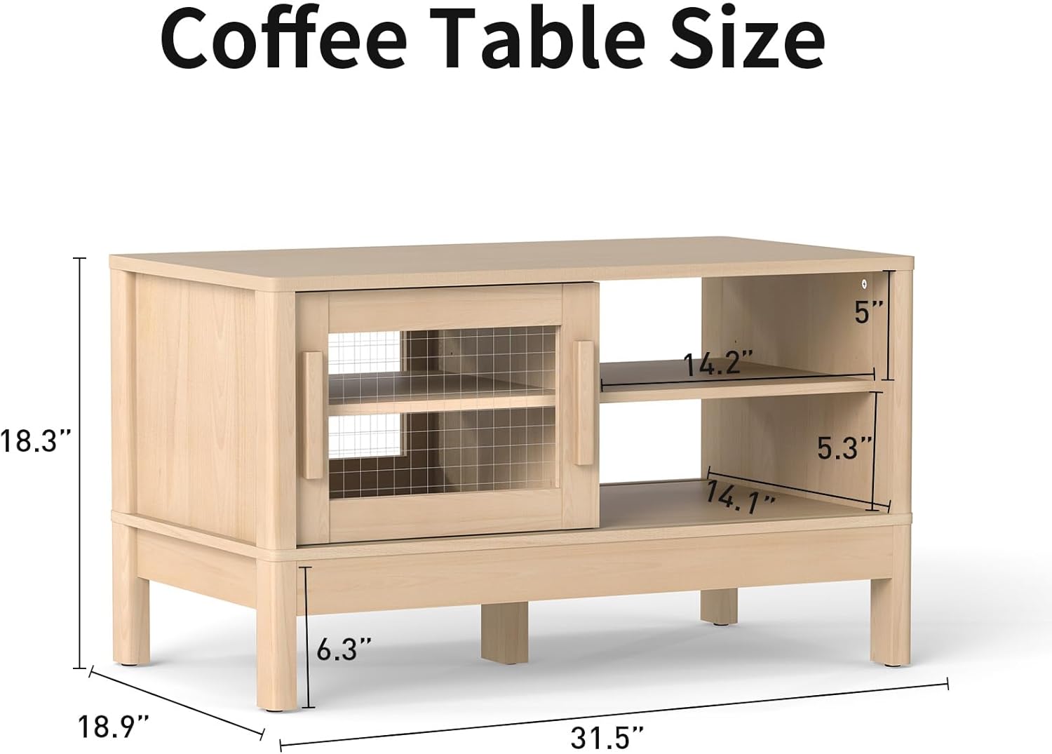 Modern Coffee Table with Sliding Doors for Living Room