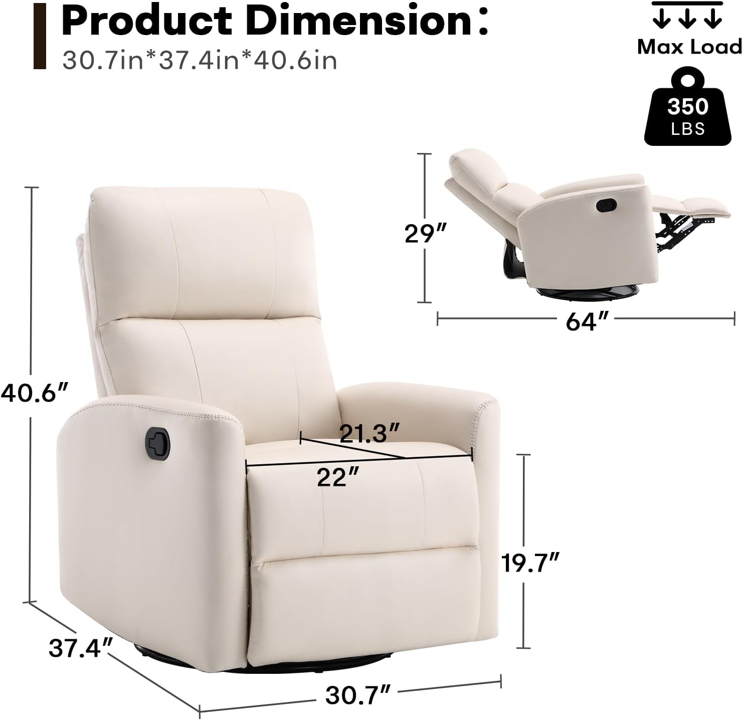 Swivel Glider Recliner Chair for Living Room