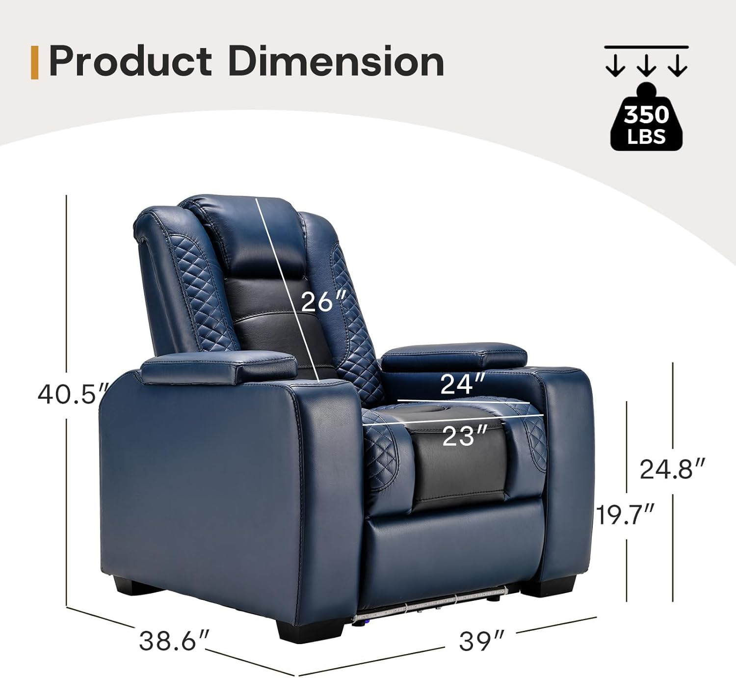 Power Recliner Home Theater Chair with LED for Living Room