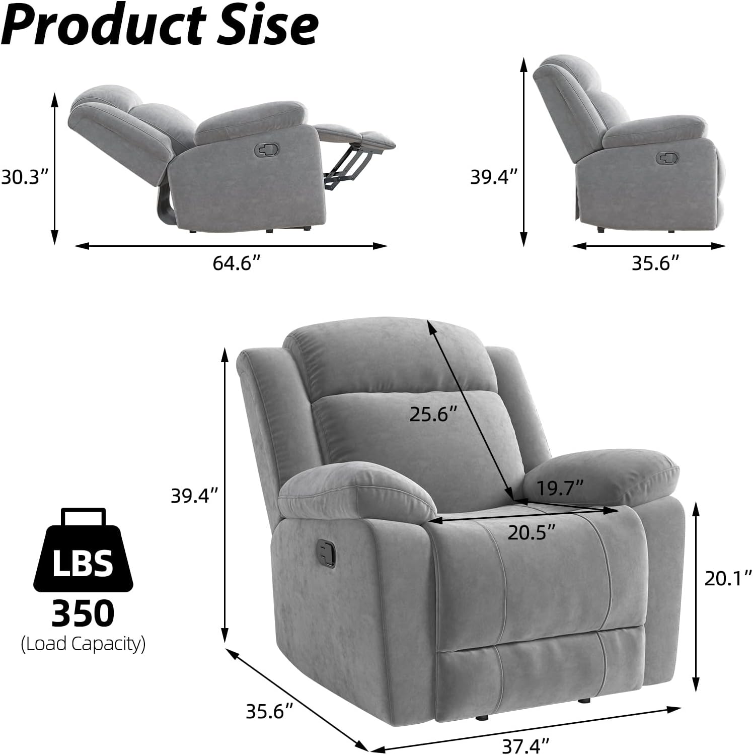 Manual Rocker Recliner Chair for Living Room