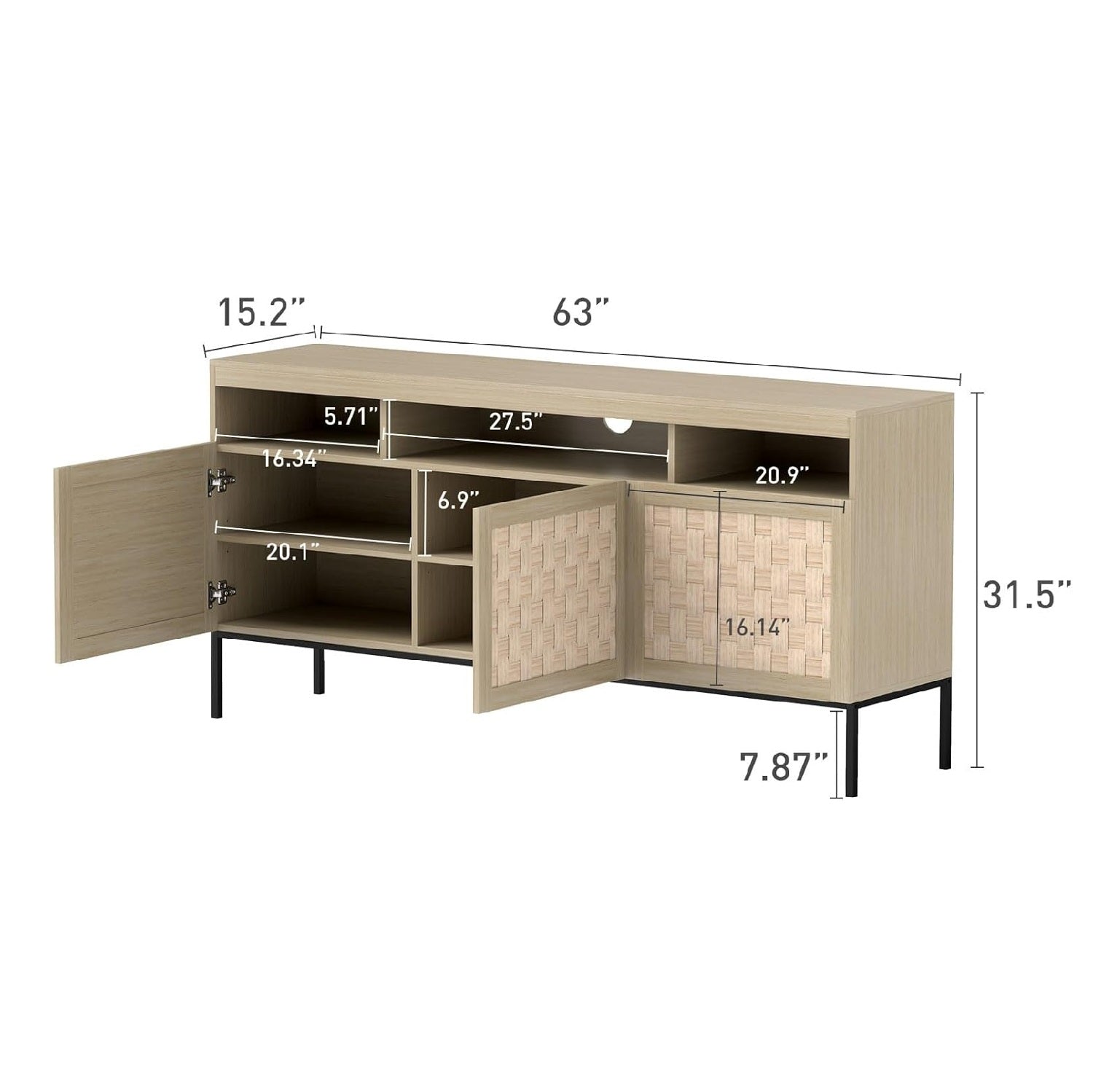 Tall TV Stand with Storage Cabinet for Living Room