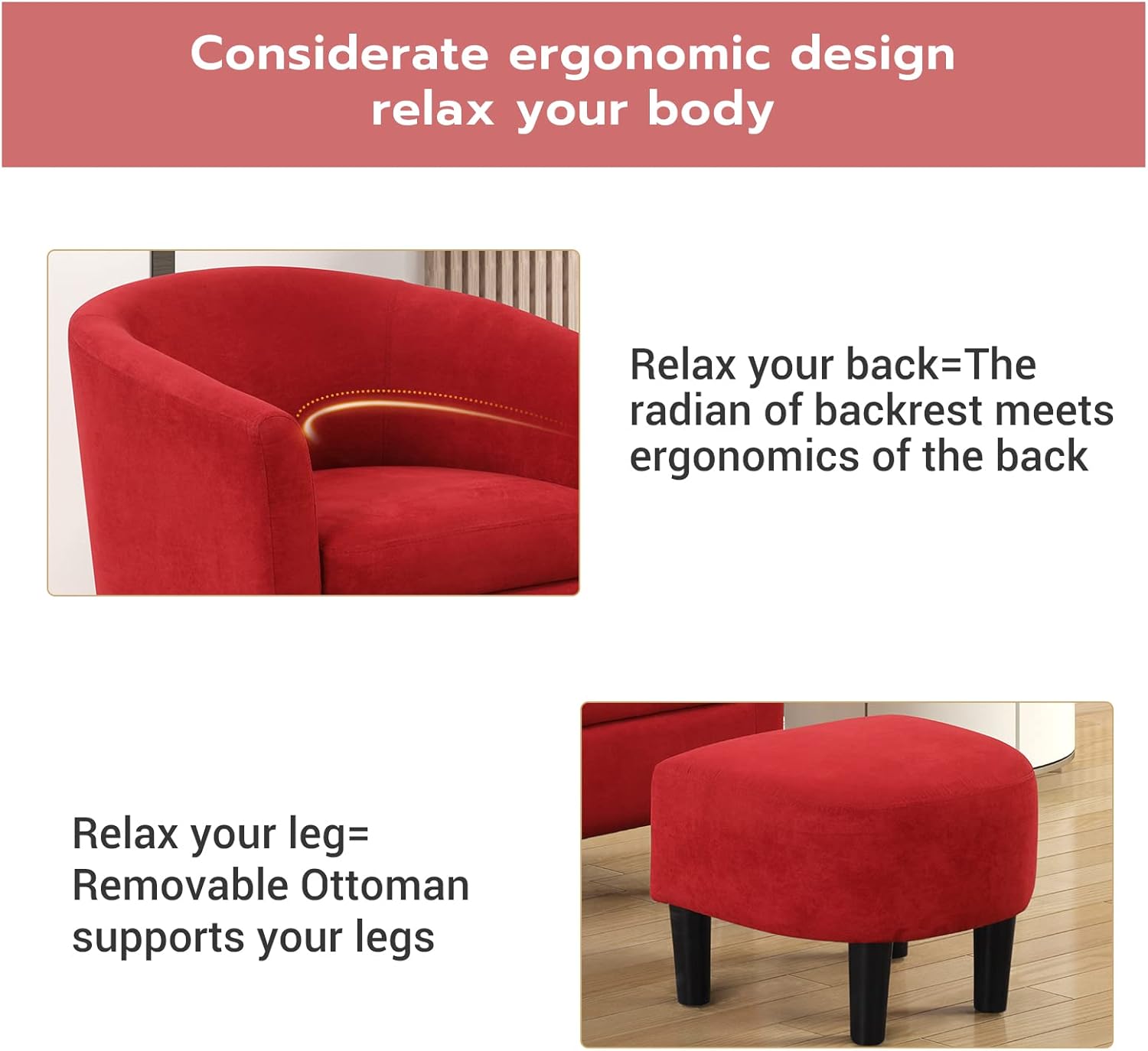 Modern Accent Chair with Ottoman for Living Room