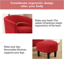 Modern Accent Chair with Ottoman - Red