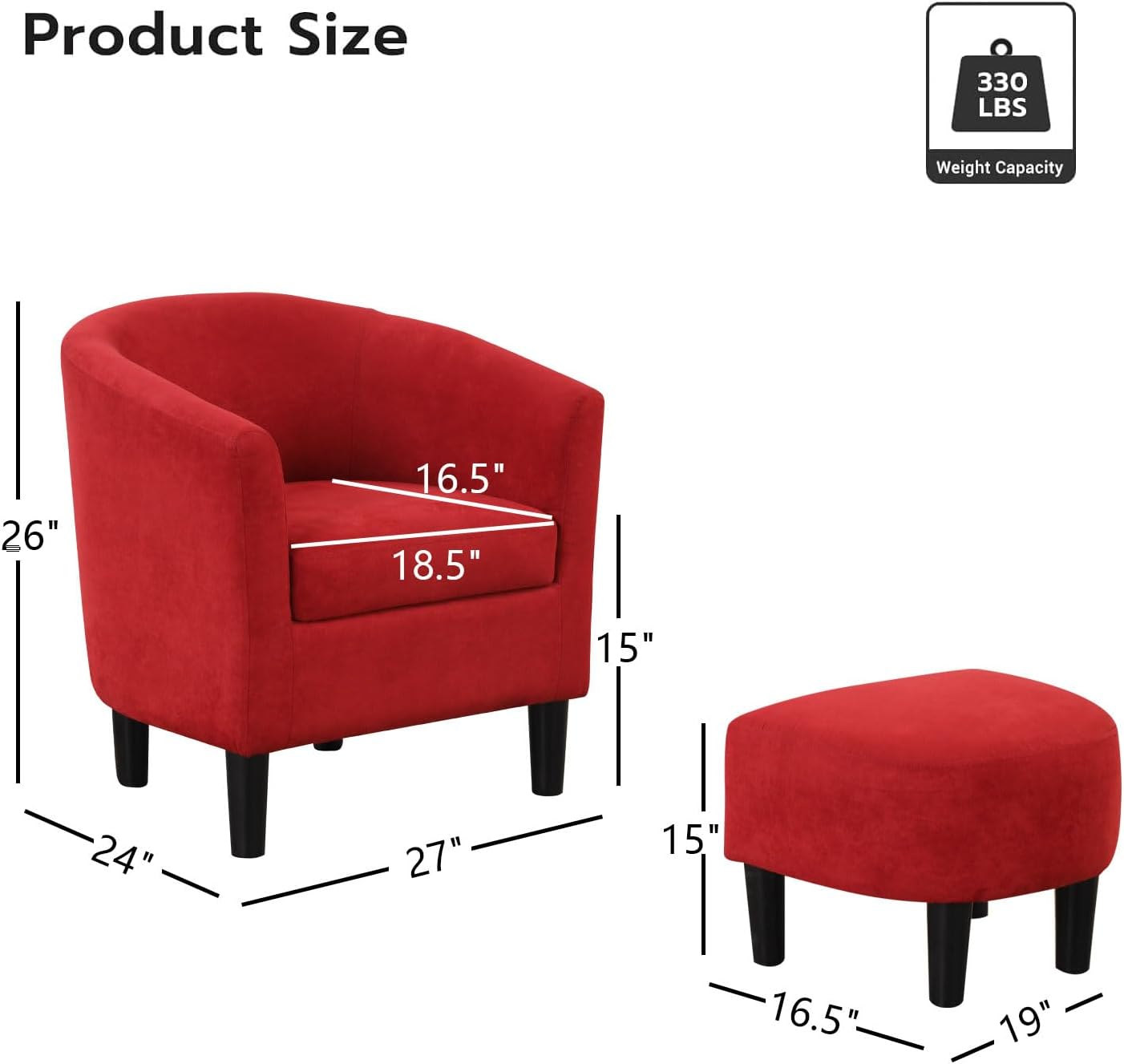 Modern Accent Chair with Ottoman for Living Room