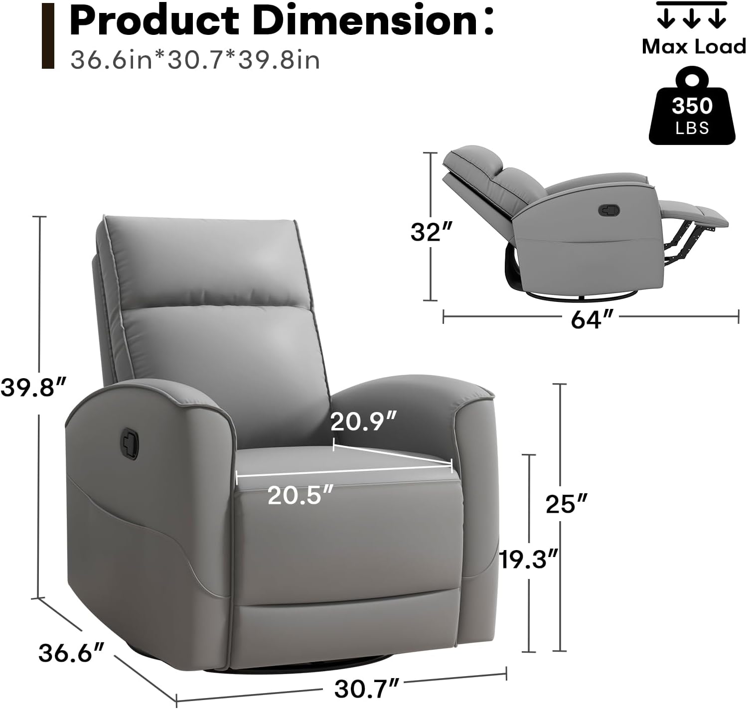 Swivel Glider Recliner Chair for Living Room