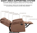 Manual Fabric Recliner Chair with Adjustable Backrest - Brown