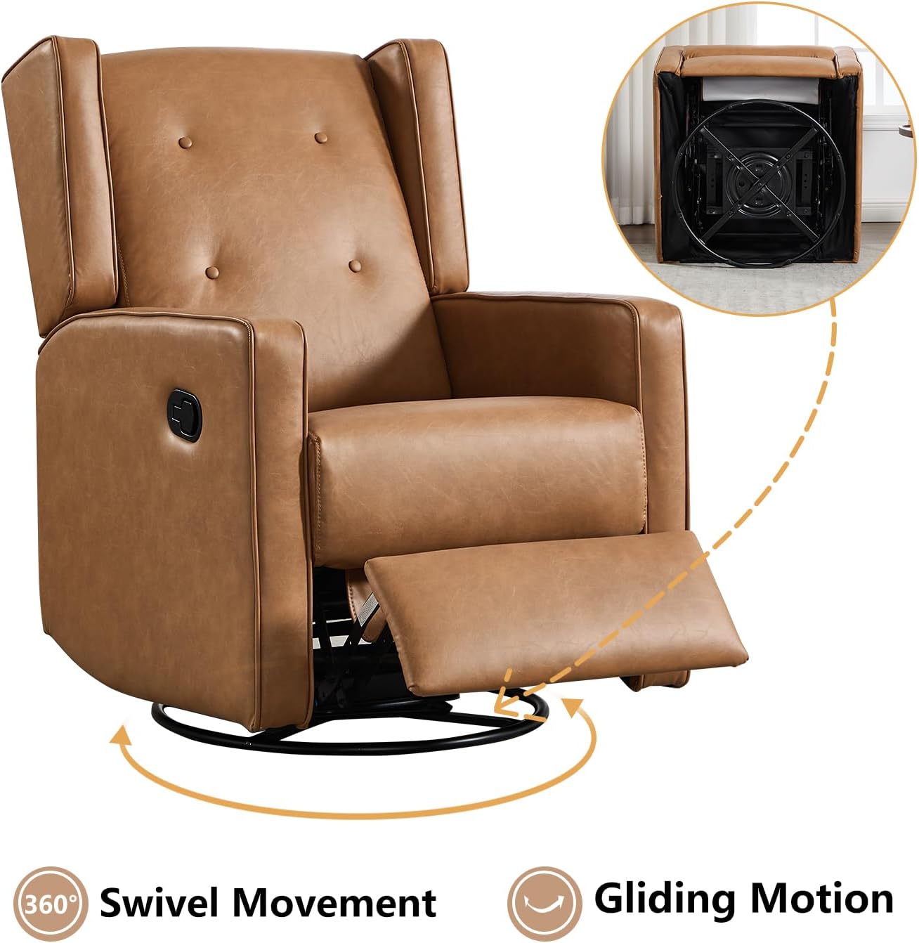 Manual Swivel Rocker Recliner Chair for Living Room