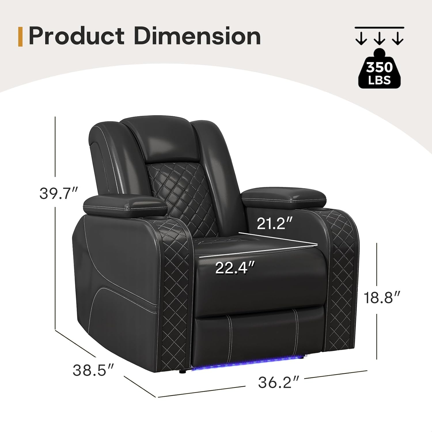 Power Recliner Chair with Adjustable Headrest for Living Room