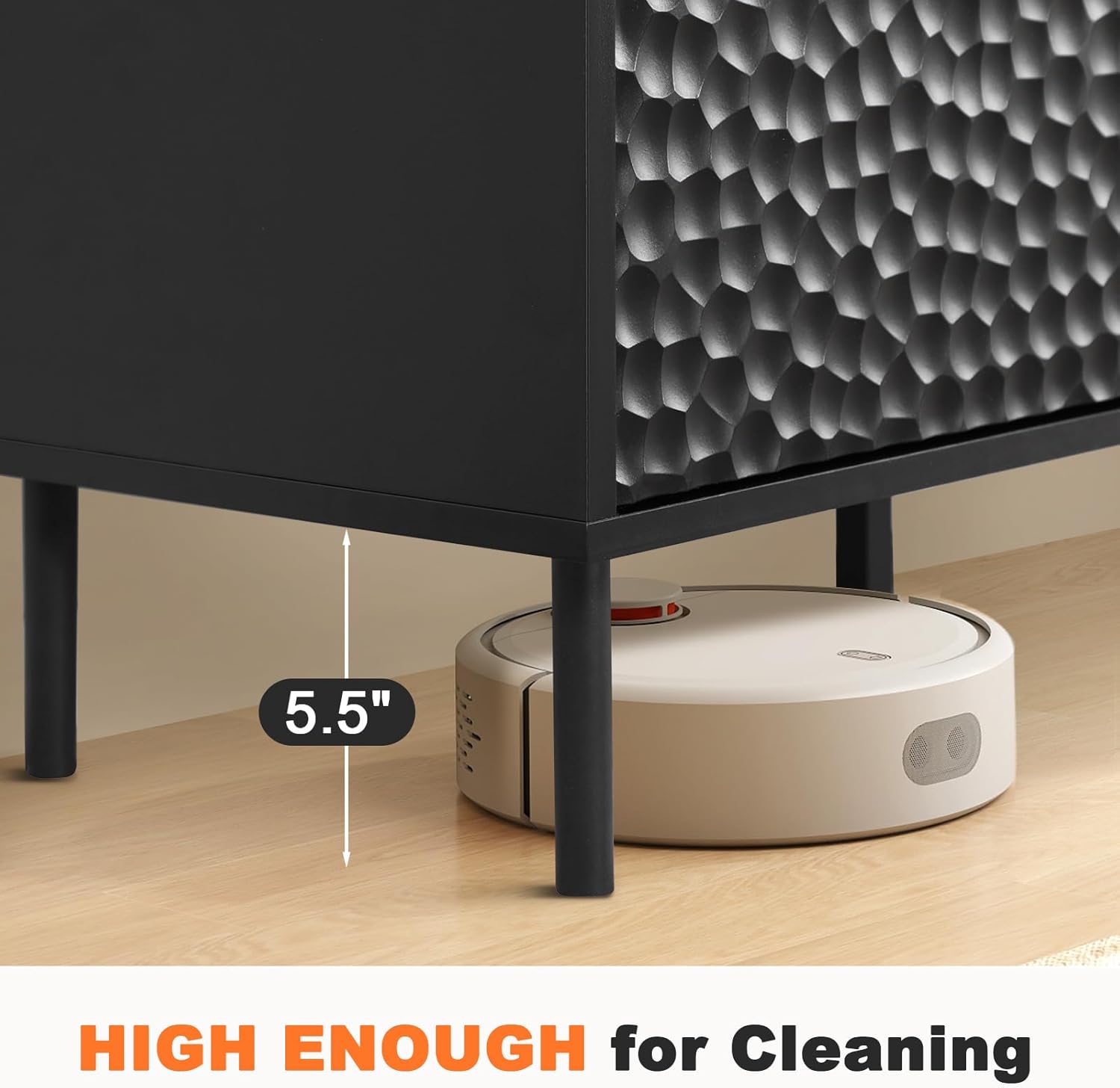 Mid-Century Textured TV Console Stand for Living Room