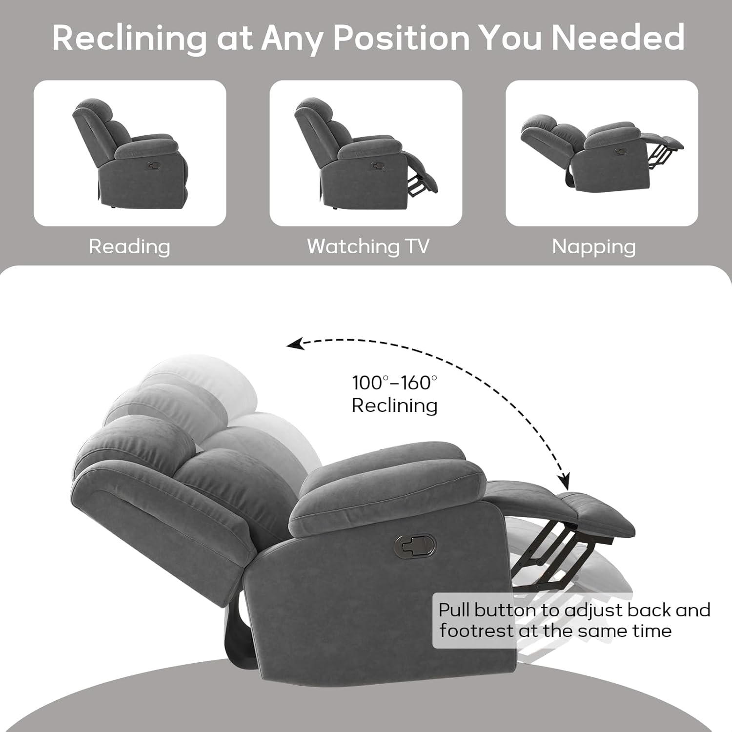 Manual Rocker Recliner Chair for Living Room