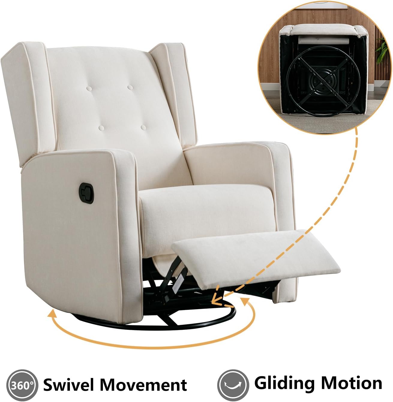 Manual Swivel Rocker Recliner Chair for Living Room