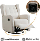 Manual Swivel Rocker Recliner Chair - White