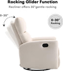 Swivel Glider Nursery Recliner Chair - White