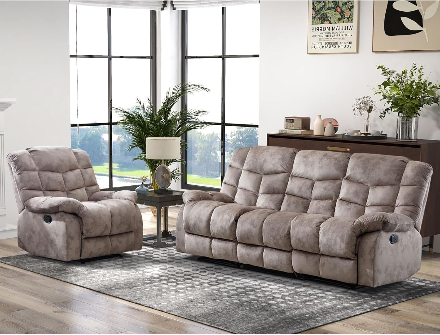 Single Recliner Sofa Chair with Manual Recline for Living Room