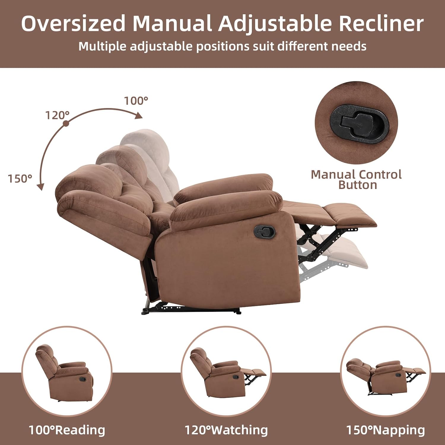 Manual Fabric Recliner Chair for Living Room