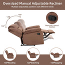 Manual Fabric Recliner Chair with Adjustable Backrest - Brown