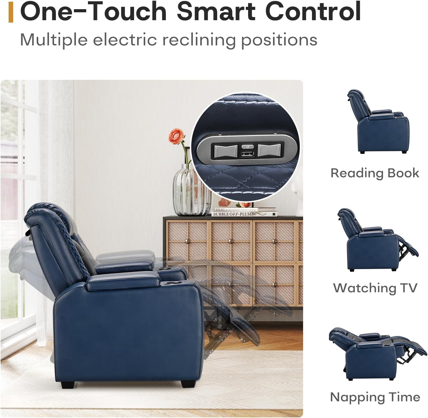 Power Recliner Home Theater Chair with LED for Living Room