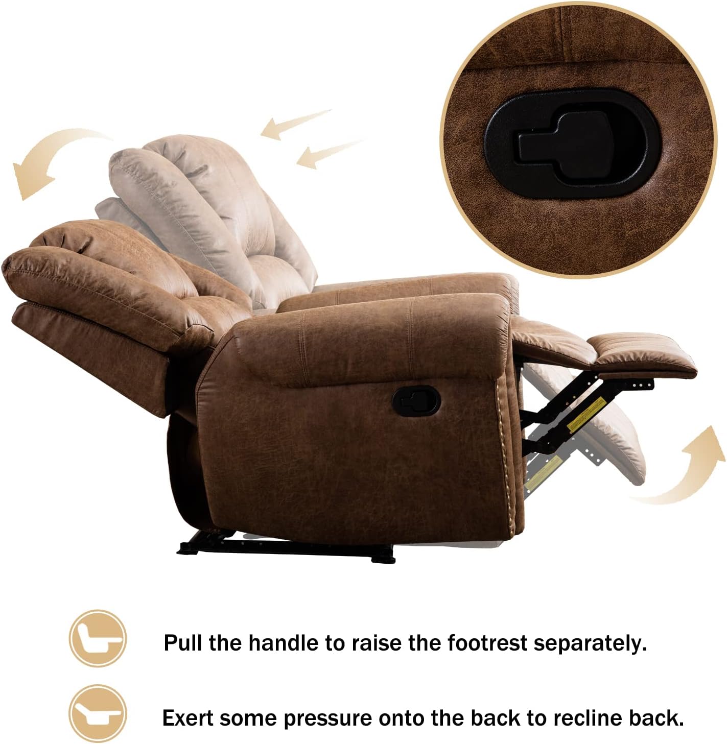 Classic Manual Recliner Chair with Padded Arms