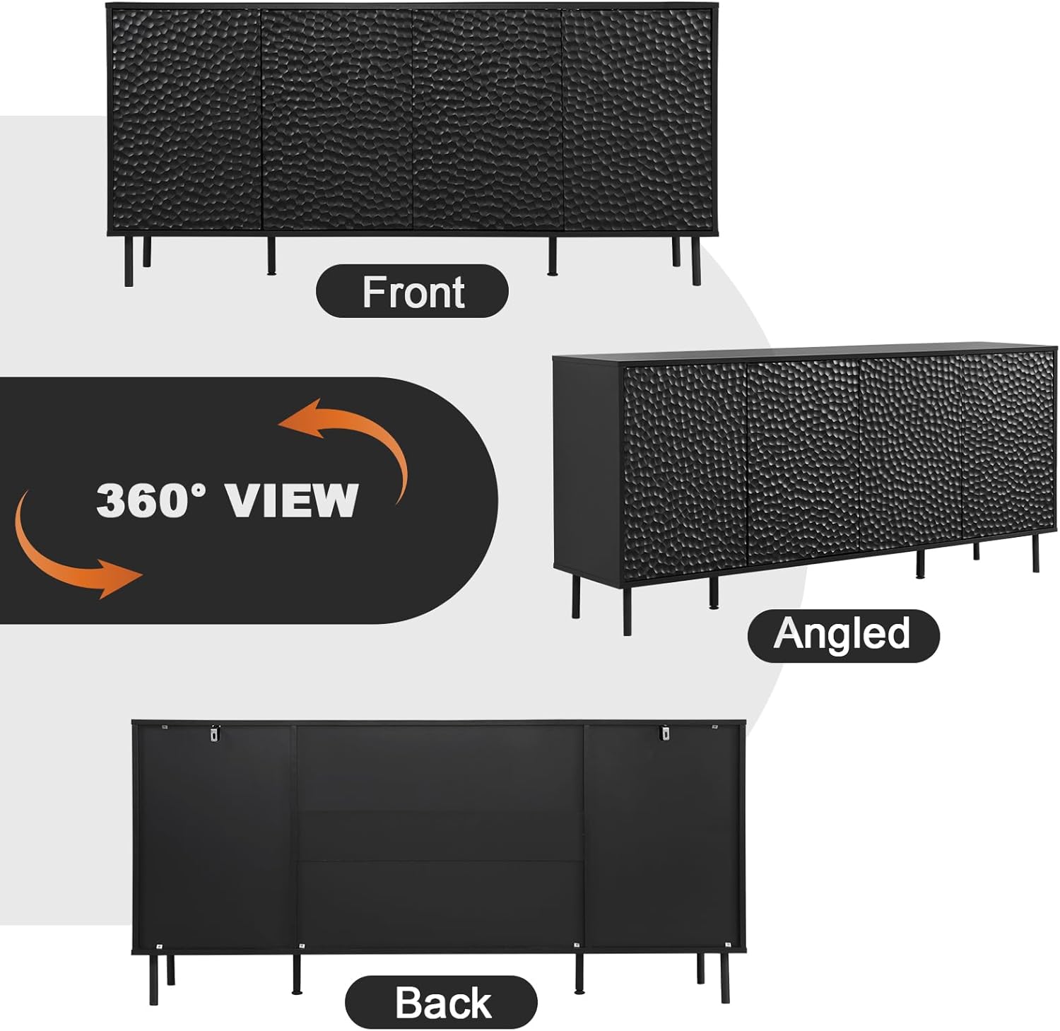 Mid-Century Textured TV Console Stand for Living Room