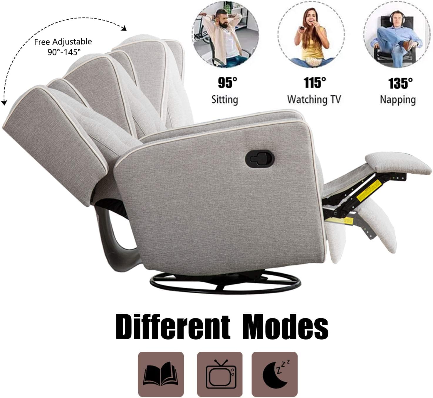 Manual Swivel Rocker Recliner Chair for Living Room