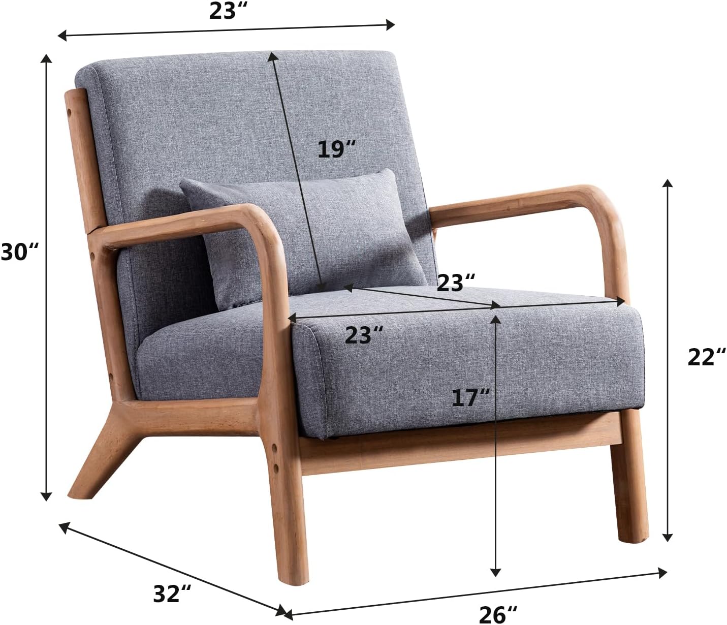 Mid Century Accent Chair Upholstered Armchair for Living Room