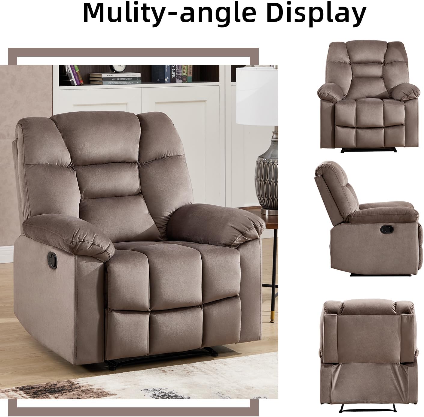 Manual Recliner Sofa Chair with Armrests for Living Room