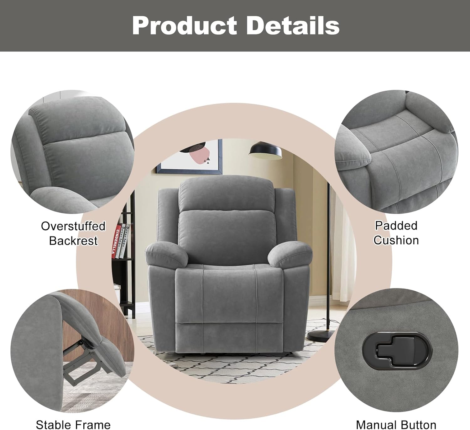 Manual Rocker Recliner Chair for Living Room