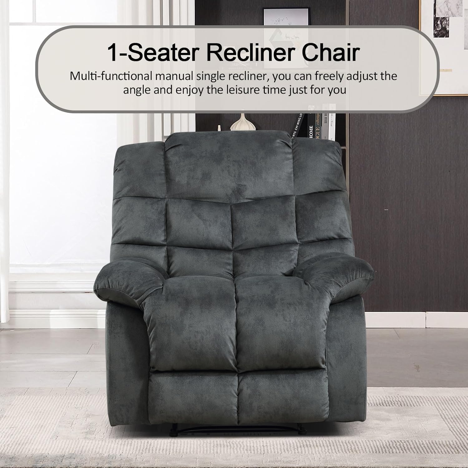 Single Recliner Sofa Chair with Manual Recline for Living Room