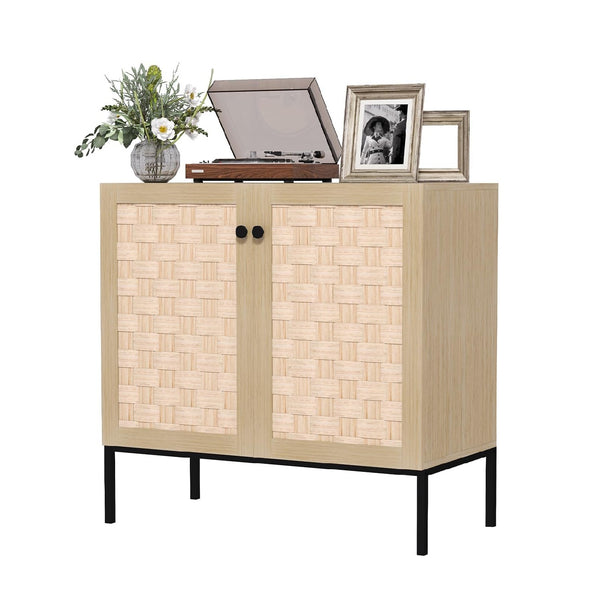 Kitchen Storage Sideboard with Rattan Doors for Living Room