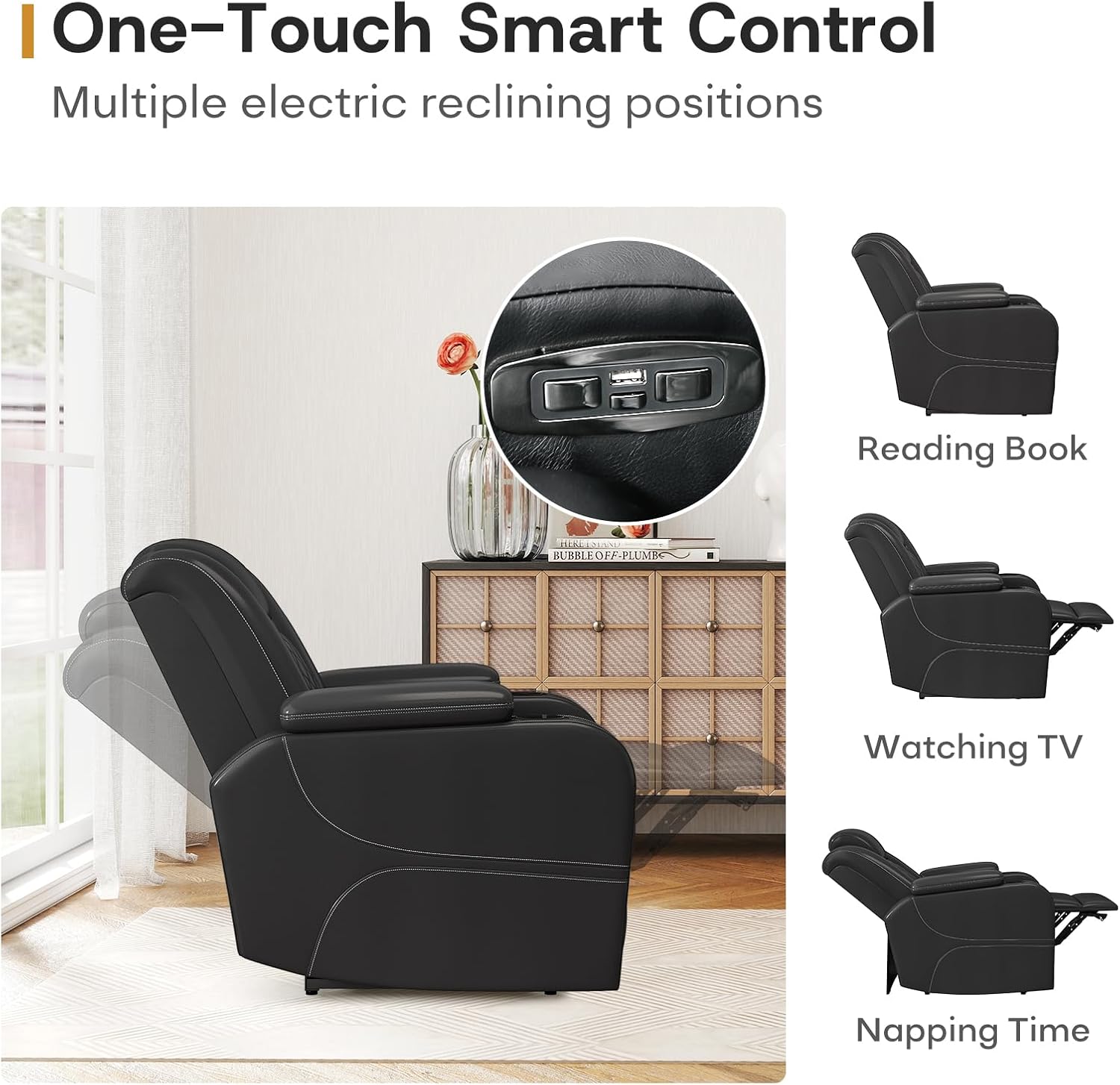 Power Recliner Chair with Adjustable Headrest for Living Room