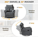 Swivel Rocker Recliner Chair for Nursery & Living Room - Smoky Grey