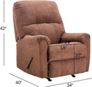 Manual Rocker Recliner Chair with Overstuffed Backrest - Brown