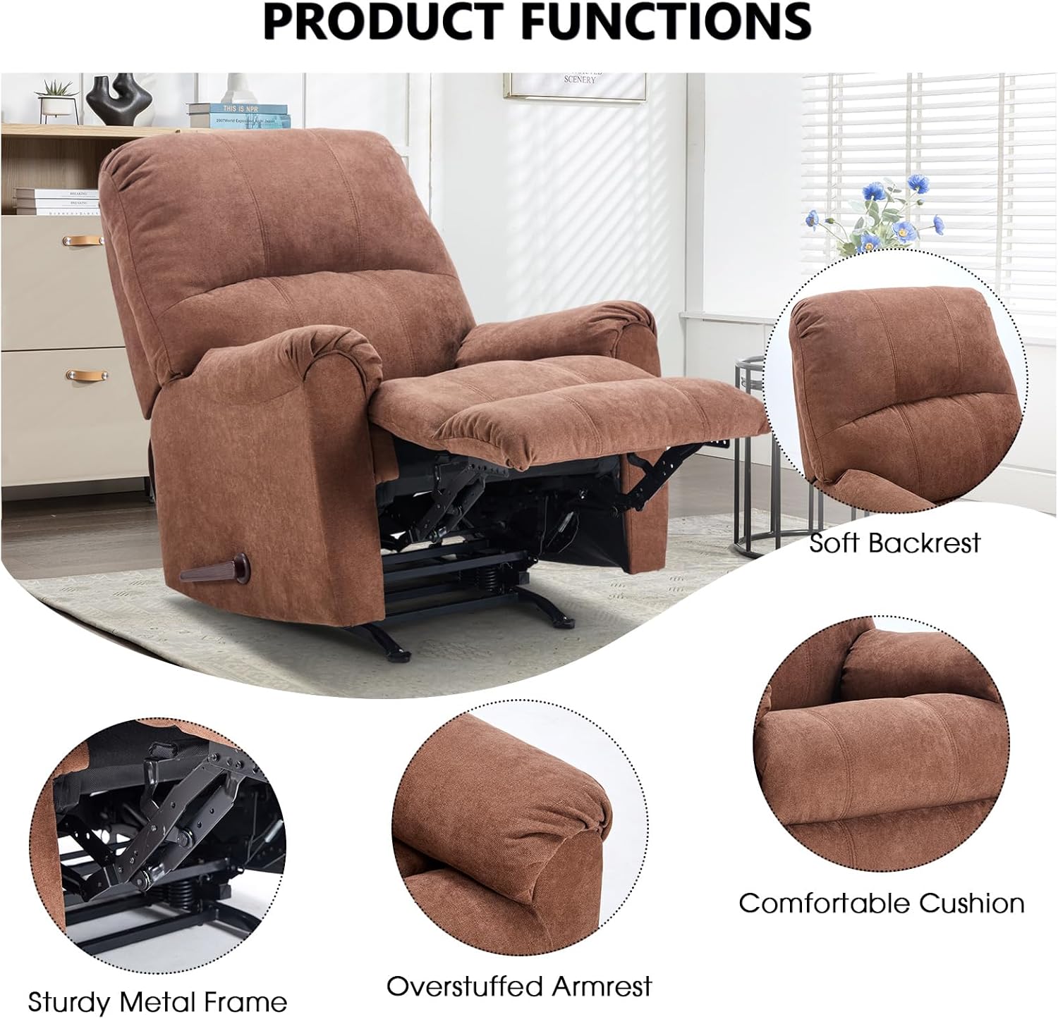 Manual Rocker Recliner Chair for Living Room