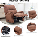 Manual Rocker Recliner Chair with Overstuffed Backrest - Brown