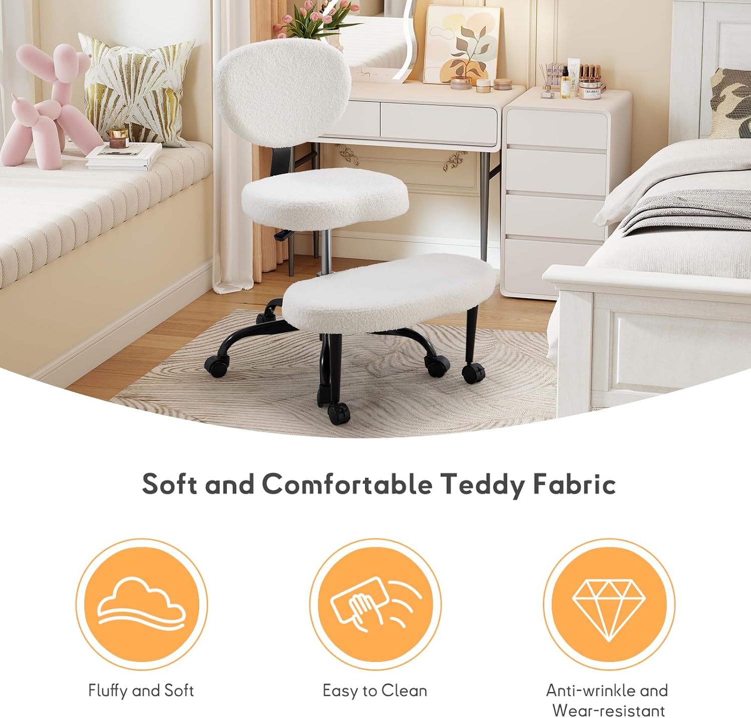 Ergonomic Cross-Legged Office Chair with 360° Swivel for Home Office