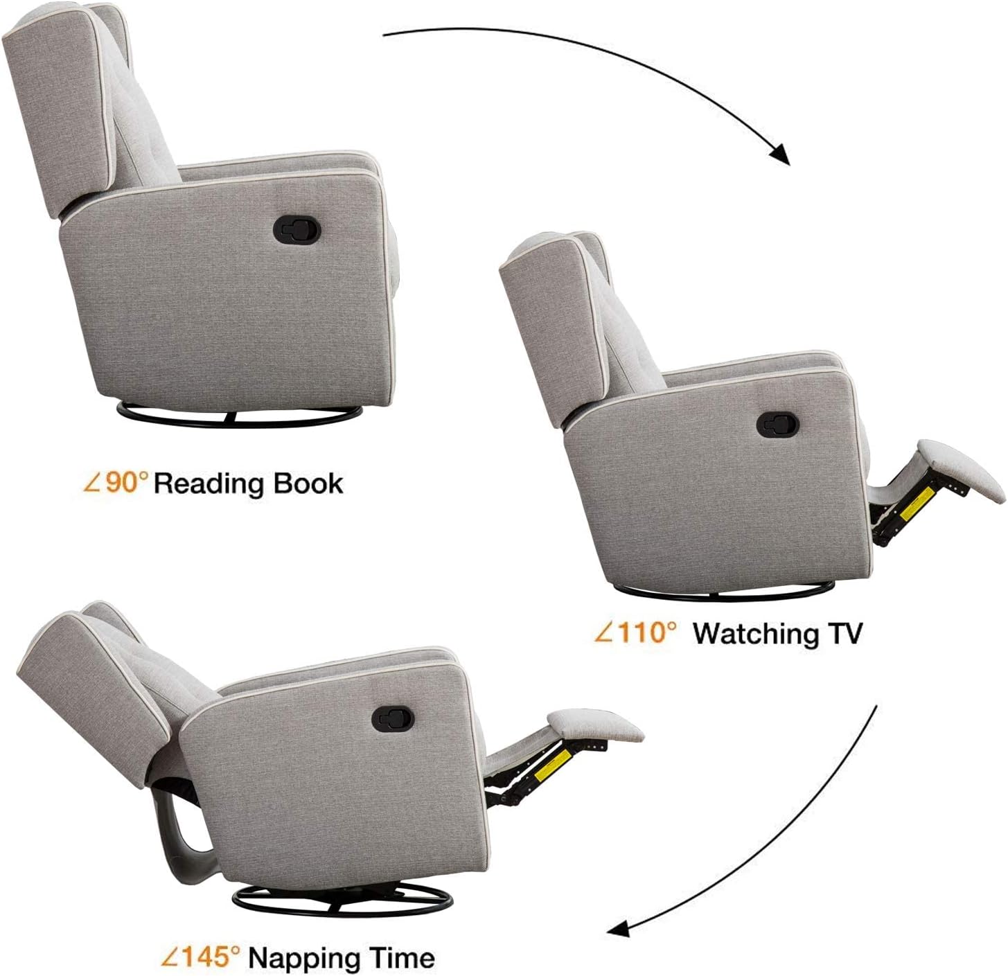 Manual Swivel Rocker Recliner Chair for Living Room