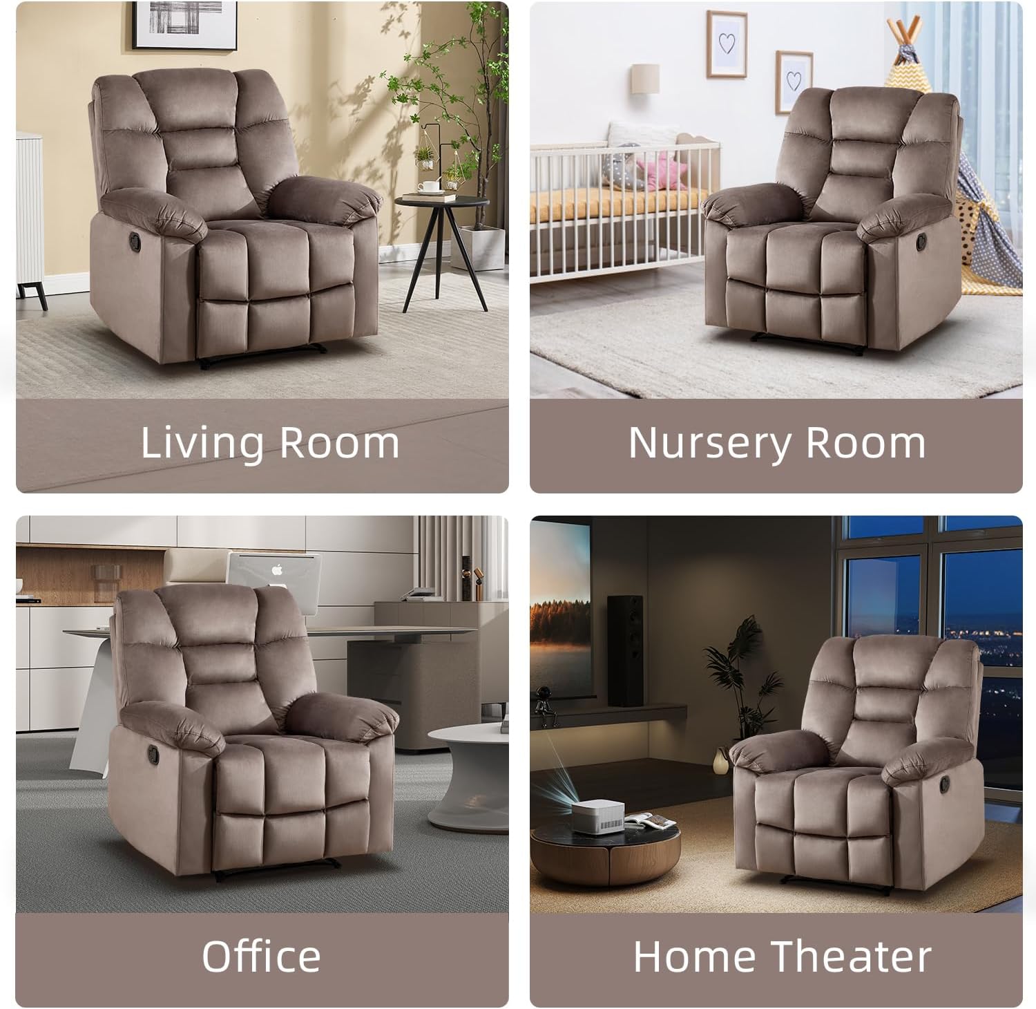 Manual Recliner Sofa Chair with Armrests for Living Room