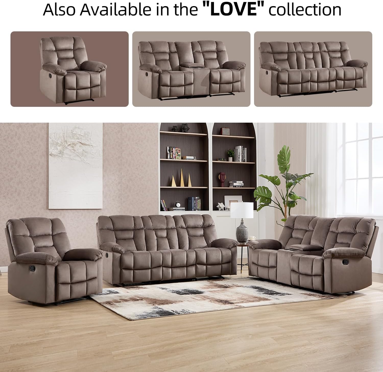 Manual Recliner Sofa Chair with Armrests for Living Room